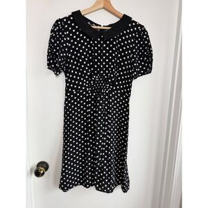 ASOS Polka Dot Peter Pan Collar Mini Dress Black White Short Sleeve Size 8